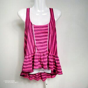 Lucky Brand Pink & Purple Strip Racer Back Babydoll Swimsuit Cover NWT Various
